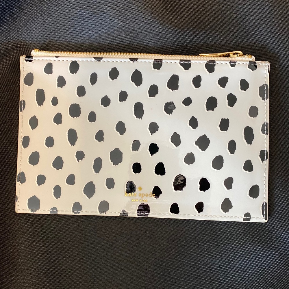 kate spade White Cosmetic Pouch with Black Spots
